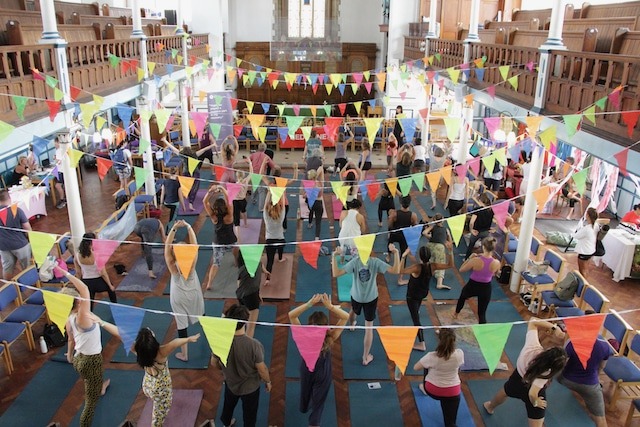 yoga festival aerial